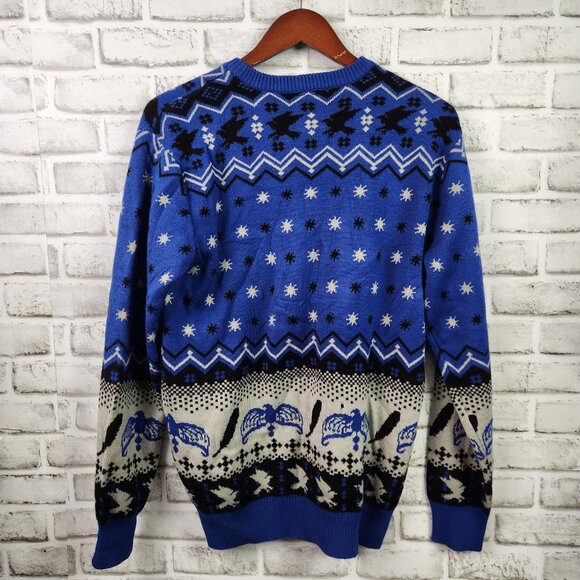 Harry Potter Ravenclaw Happy Christmas Adult Size Medium Blue Black Ugly Sweater - Picture 2 of 8